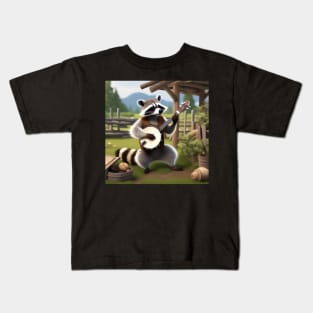 A Raccoon Playing The Banjo Kids T-Shirt